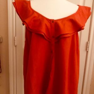 Tomato red ruffled top
